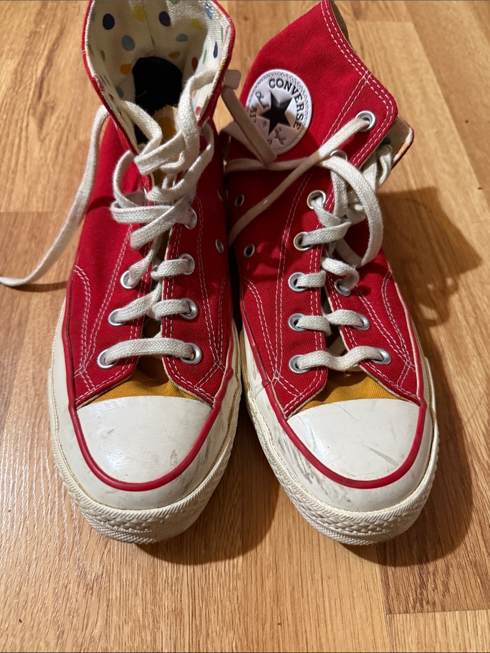 Tyler the creator GOLF Converse Red High-Top Sneakers with Yellow Tongue